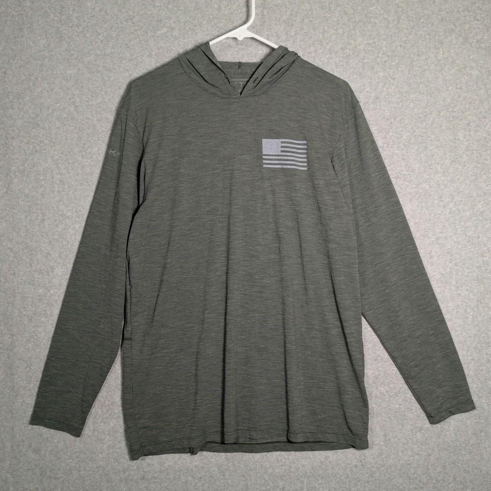 Anetik Mens Performance Sun Hoodie Sage Green Heathered UV Tech Size M *FLAWS